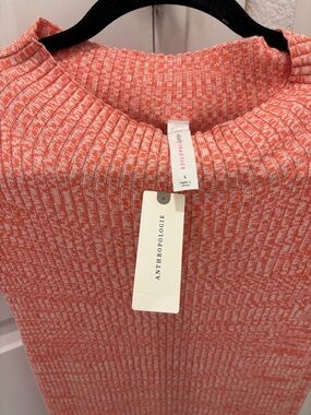 Anthropologie Coral Heather Ribbed Cowl Sweater